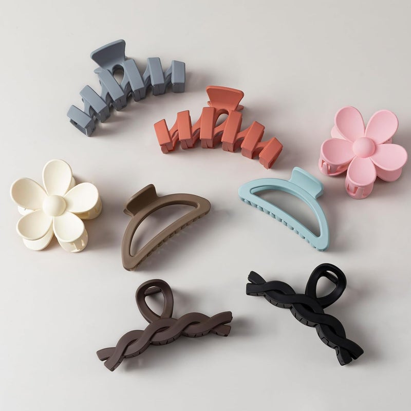 Sunolga 8PCS Hair Clips for Women, Flower Claw Clips for Thick Hair, Non-Slip Hair Accessories with Multi-Styles, Different Color Hair Claw Clips and Variety Pack, Ideal for Girls - Image 1